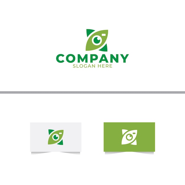 Plantilla vectorial de diseño de logotipo de hoja de cámara