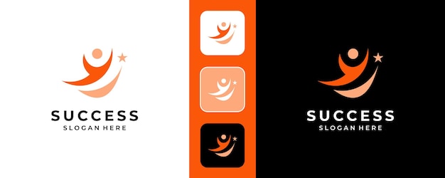 plantilla vectorial de diseño de logotipo humano exitosa