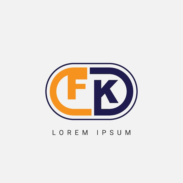 plantilla vectorial de diseño de logotipo inicial de la letra FK o KF