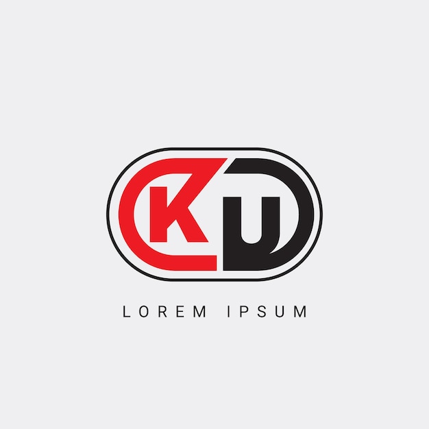 plantilla vectorial de diseño de logotipo inicial de la letra KU o UK
