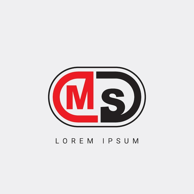 plantilla vectorial de diseño de logotipo inicial de la letra MS SM