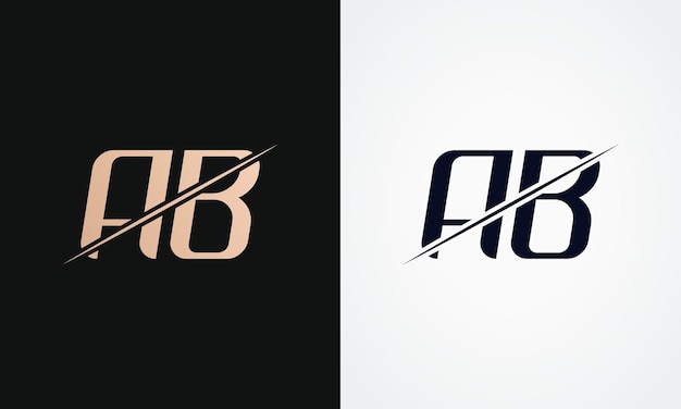 Plantilla vectorial de diseño de logotipo de letra AB Diseño de logotipo AB de letra dorada y negra