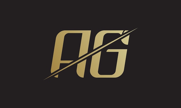 Plantilla vectorial de diseño de logotipo de letra Ag Diseño de logotipo Ag de letra dorada y negra