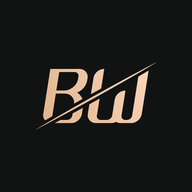 Plantilla vectorial de diseño de logotipo de letra Bw Diseño de logotipo Bw de letra dorada y negra