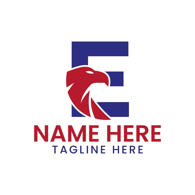 Plantilla vectorial de diseño de logotipo de letra E Eagle