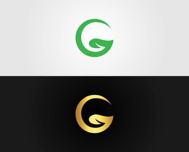 plantilla vectorial de diseño del logotipo de la letra G de hoja verde