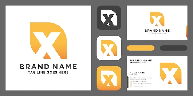 Plantilla vectorial de diseño de logotipo de letra inicial X con plantilla de diseño de tarjeta de visita