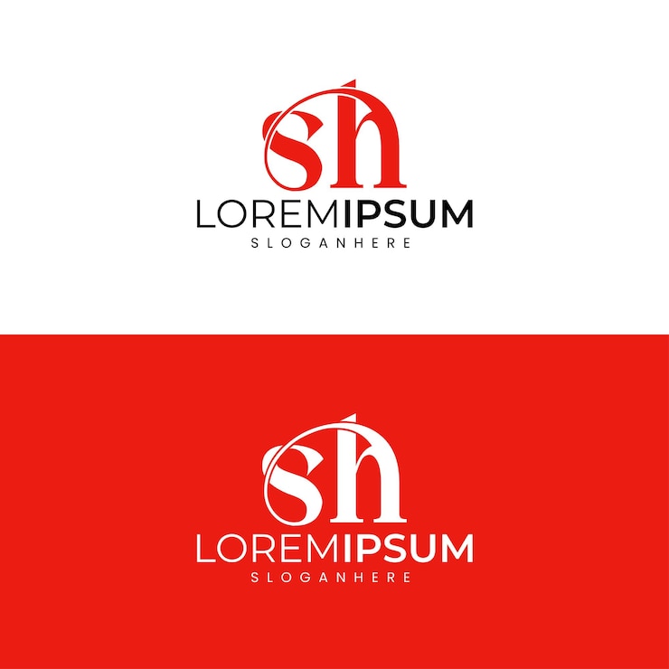 Vector plantilla vectorial de diseño de logotipo de letra sh inicial minimalista moderna