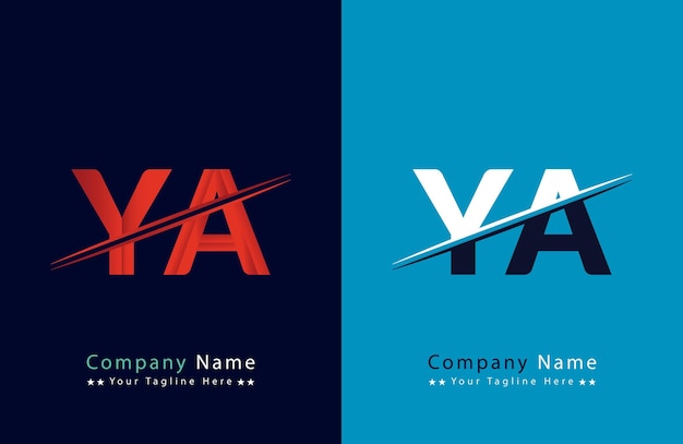 plantilla vectorial de diseño del logotipo de la letra YA