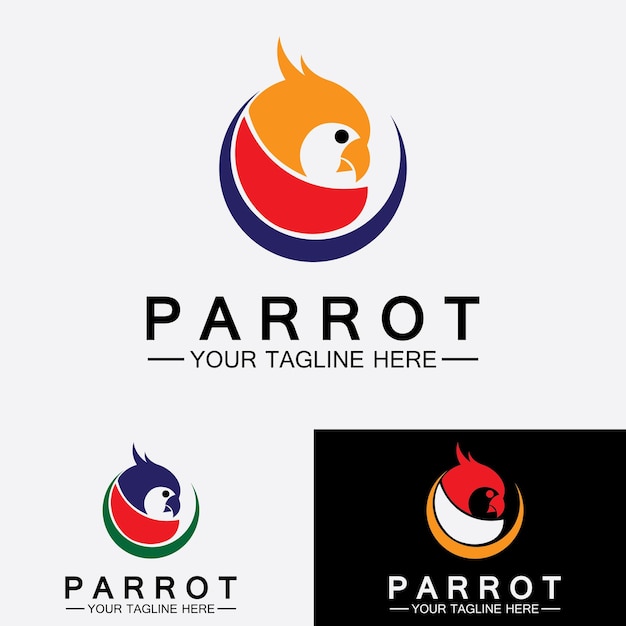 Plantilla vectorial de diseño de logotipo de loro