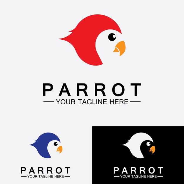 Plantilla vectorial de diseño de logotipo de loro