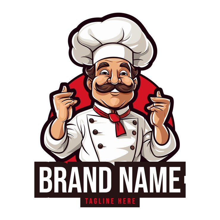 Vector plantilla vectorial de diseño del logotipo de la mascota del chef