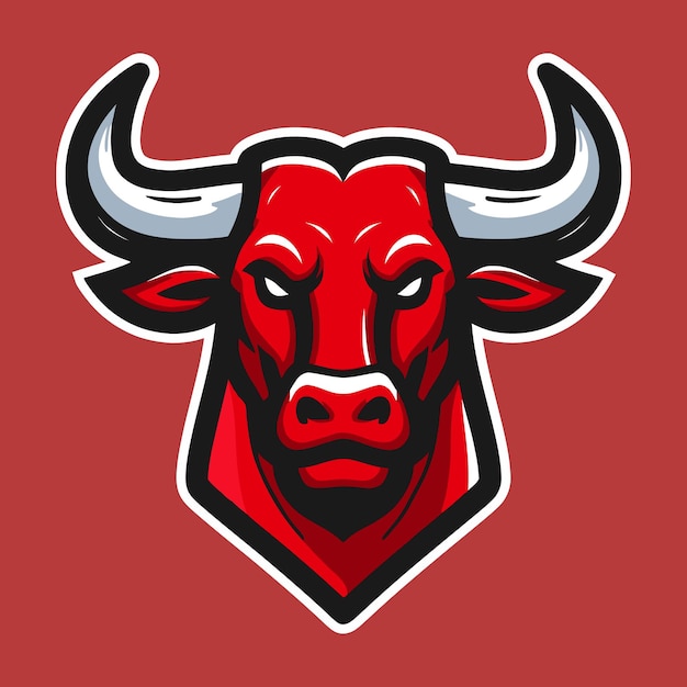 plantilla vectorial de diseño del logotipo de la mascota del equipo deportivo Bull head
