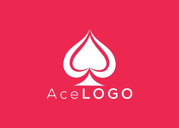 Plantilla vectorial de diseño de logotipo minimalista de Ace Logotipo creativo en forma de as rojo