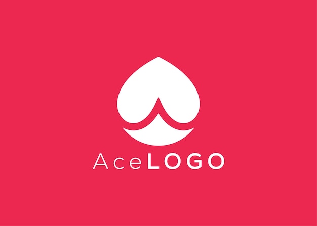 Plantilla vectorial de diseño de logotipo minimalista de Ace Logotipo creativo en forma de as rojo