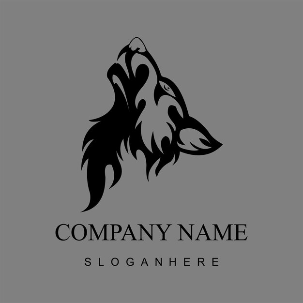 La plantilla vectorial de diseño de logotipo moderno de la mascota del lobo