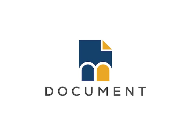 Plantilla vectorial de diseño del logotipo del monograma del documento de la letra M