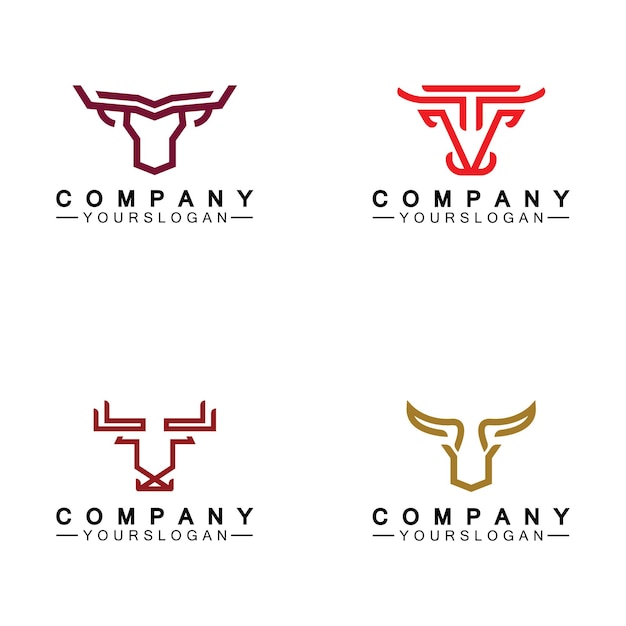 Plantilla vectorial de diseño de logotipo monoline de toro