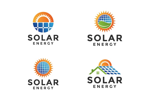 Plantilla vectorial de diseño de logotipo de paneles solares eficientes