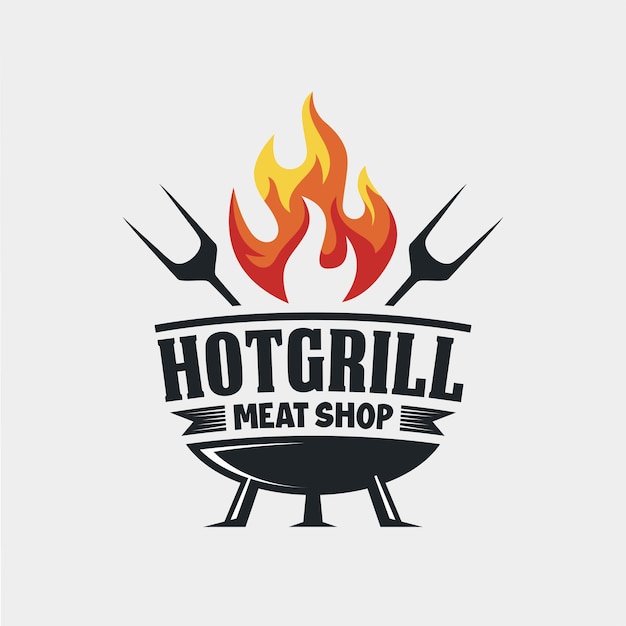 Plantilla vectorial de diseño de logotipo de parrilla caliente