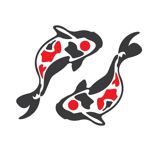 Plantilla vectorial de diseño de logotipo de peces koi