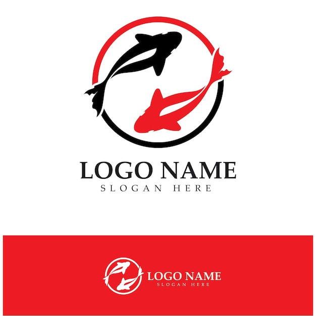 Plantilla vectorial de diseño de logotipo de peces koi