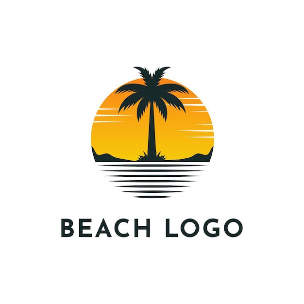 plantilla vectorial de diseño de logotipo de playa