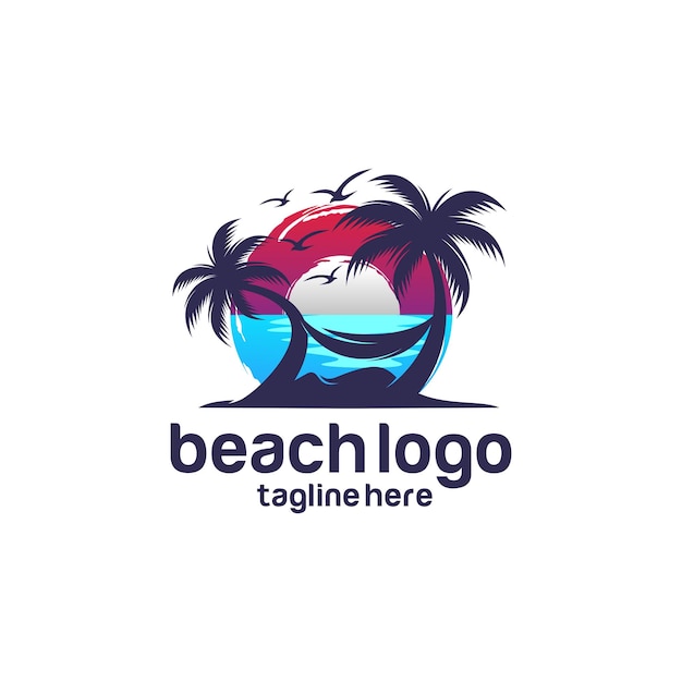 plantilla vectorial de diseño de logotipo de playa
