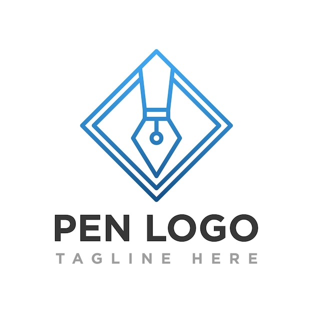 plantilla vectorial de diseño de logotipo de la pluma