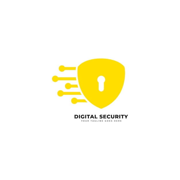 Plantilla vectorial de diseño de logotipo de seguridad en línea de Internet cibernético