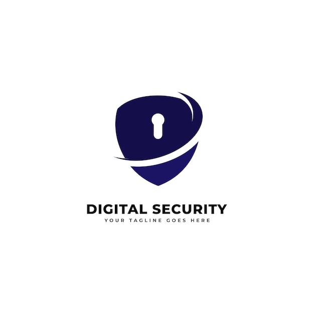 Plantilla vectorial de diseño de logotipo de seguridad en línea de Internet cibernético
