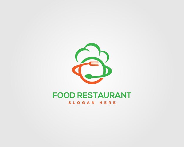 plantilla vectorial de diseño de logotipo de sombrero de chef o restaurante de comida