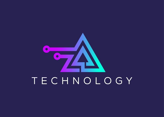 Una plantilla vectorial de diseño de logotipo de tecnología de letras