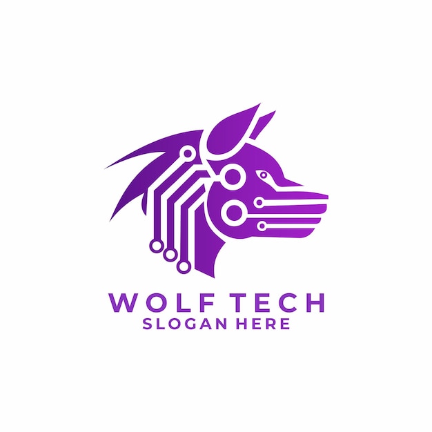plantilla vectorial de diseño de logotipo de Wolf tech plantilla de icona de diseño de Logotipo de red de Wolf