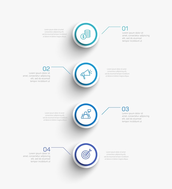 plantilla vectorial de diseño de negocio infográfico con 4 opciones de pasos o procesos