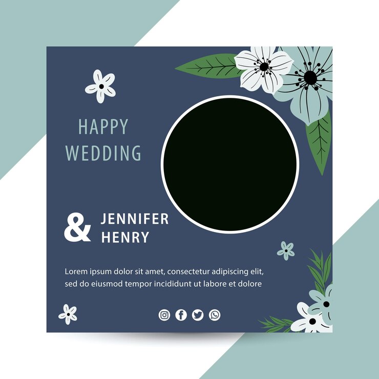 plantilla vectorial de diseño de posts de bodas florales en Instagram