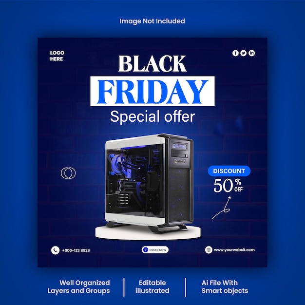 Plantilla vectorial de diseño de publicaciones en redes sociales del Black Friday