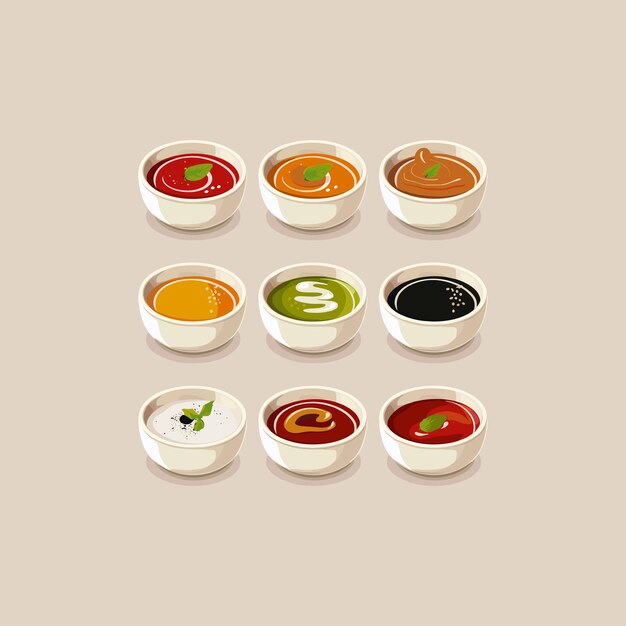 plantilla vectorial de diseño de varias salsas