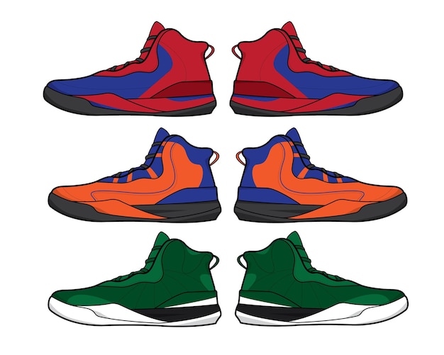 plantilla vectorial de diseño de zapatos de baloncesto deportivo