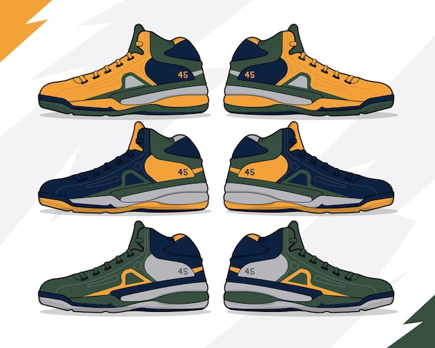 plantilla vectorial de diseño de zapatos de baloncesto deportivo