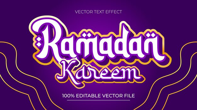 plantilla vectorial de efecto de texto de oro de Ramadan Kareem con tema islámico