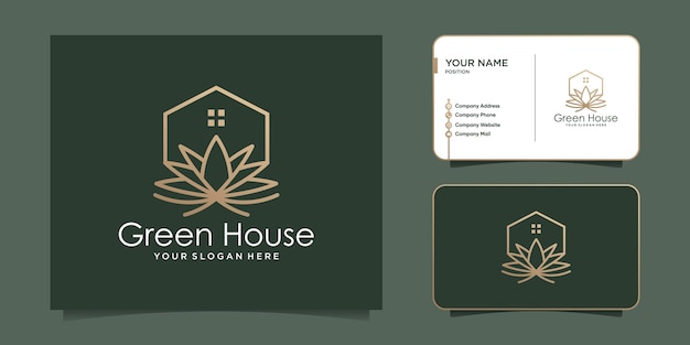 Plantilla vectorial de elemento de diseño de logotipo de casa verde con concepto creativo