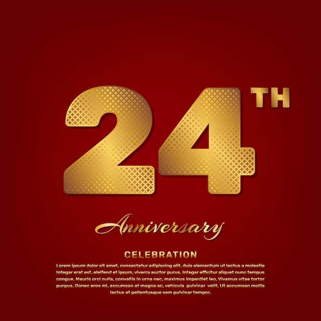 plantilla vectorial con estilo de número de patrón dorado para el evento de celebración del 24 aniversario