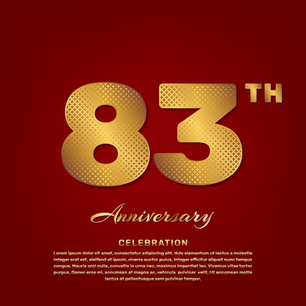 plantilla vectorial con estilo de número de patrón dorado para el evento de celebración del 83 aniversario