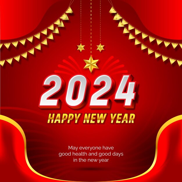 Plantilla vectorial feliz año nuevo 2024