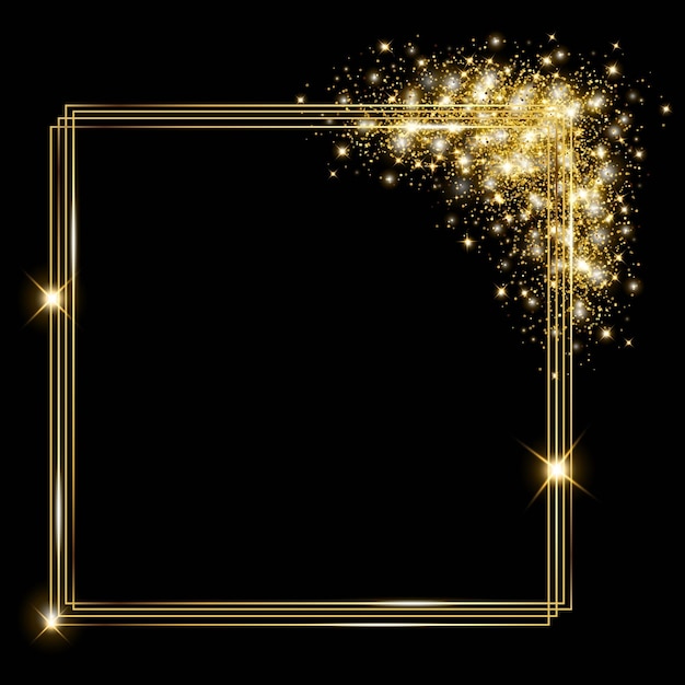 Plantilla vectorial de fondo de marco dorado brillante con brillo
