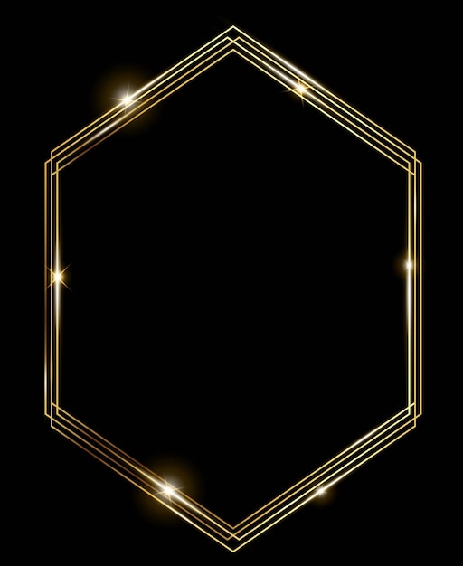 Plantilla vectorial de fondo de marco dorado brillante con brillo