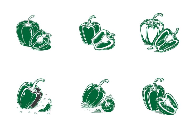Vector plantilla vectorial de gráficos y iconos de bell pepper