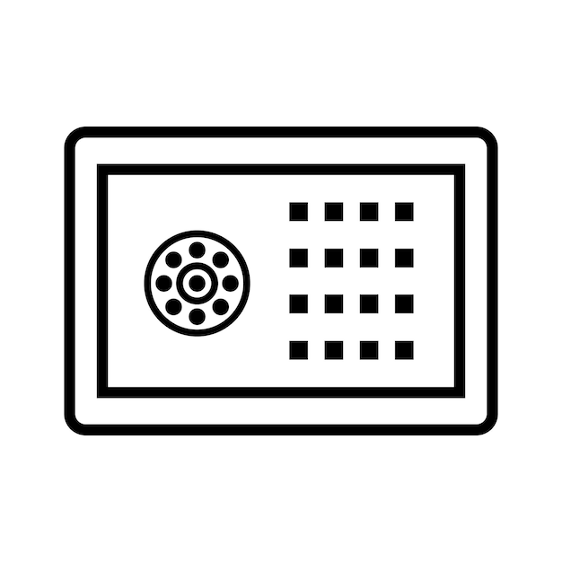 La plantilla vectorial de la icona de la caja de seguridad definitiva es plana