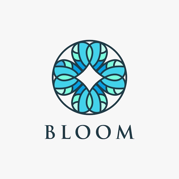 plantilla vectorial de icono de la flor étnica abstracta en fondo blanco